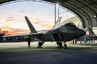 A U.S. Air Force F-22 Raptor undergoes pre-flight checks.