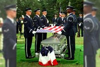 Members of the Air Force Honor Guard prepare to fold the flag during funeral services honoring U.S. Air Force 1st Lt. Michael Blassie on July 11, 1998, at Jefferson Barracks National Cemetery, south of St. Louis, Mo. (Photo: U.S. Air Force)